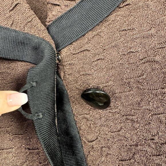 Exclusively Misook Brown Single Button Shawl Collar Knit Jacket Cardigan Medium - Picture 3 of 8